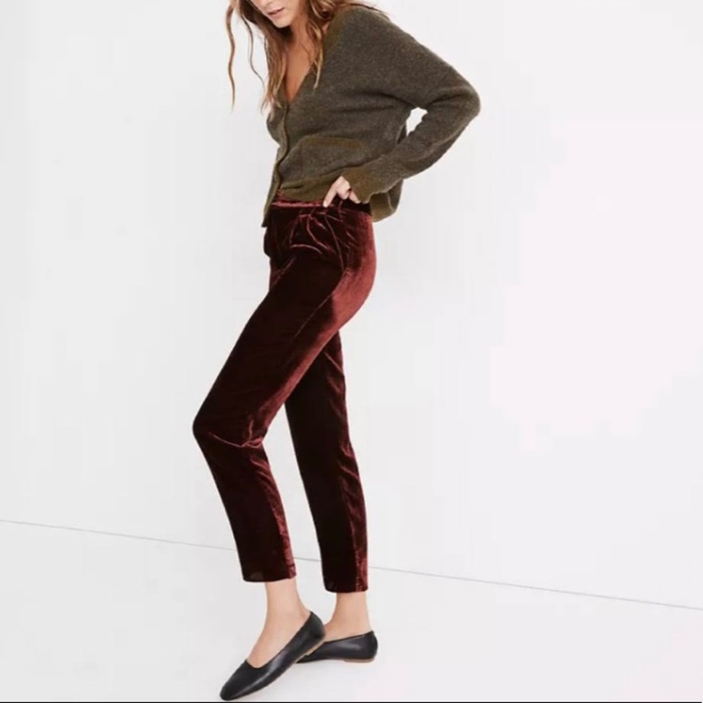 Madewell Maroon Velvet Pants NWT